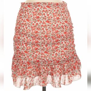 Ditsy Floral Short Skirt, M, Red Multi